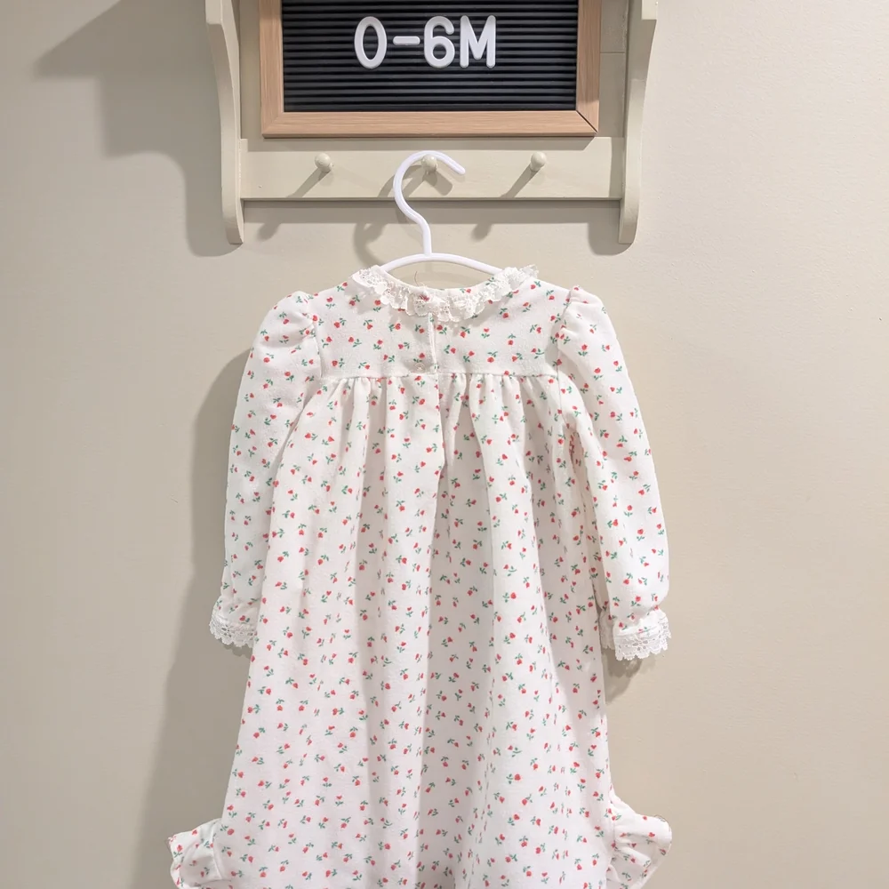 Vintage Nitz Lee Smocked Floral Kids Pajamas Nightgown